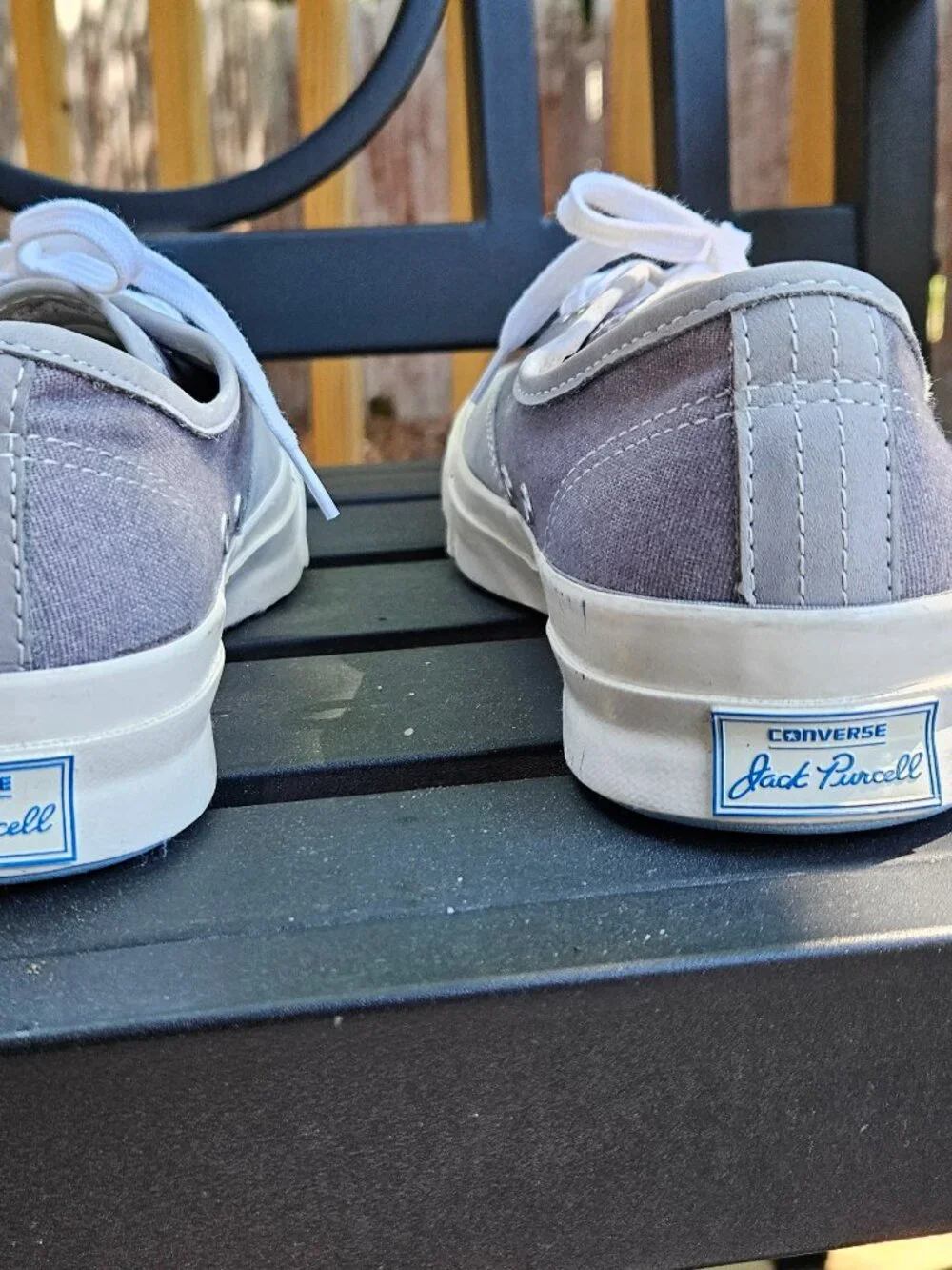 Converse Jack Purcell low Men's 9.5 Women's 11 - Gray suede & canvas Vans style - Picture 8 of 9